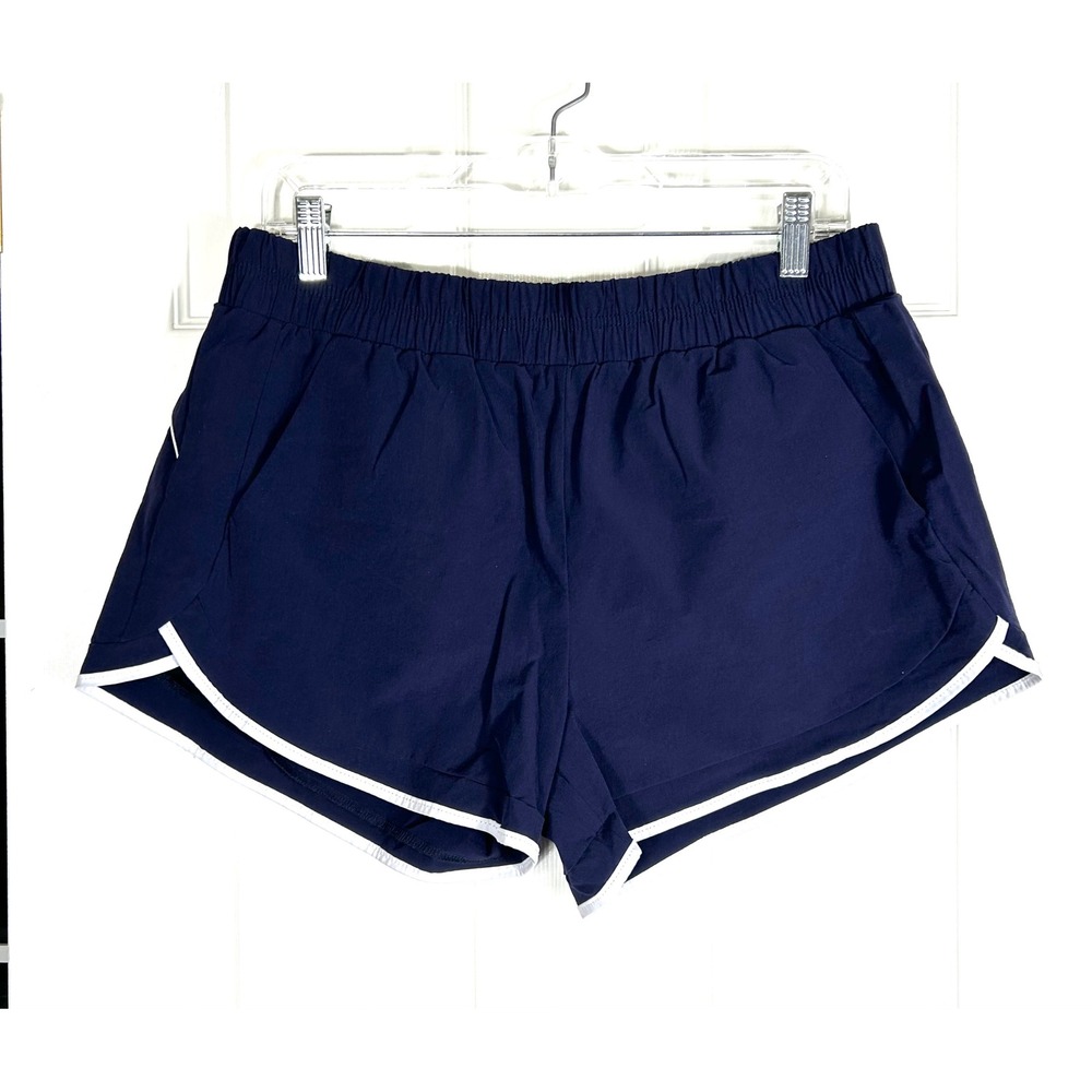 BlevonH‎ Womens Navy Blue Running Shorts with White Trim Size L Lined